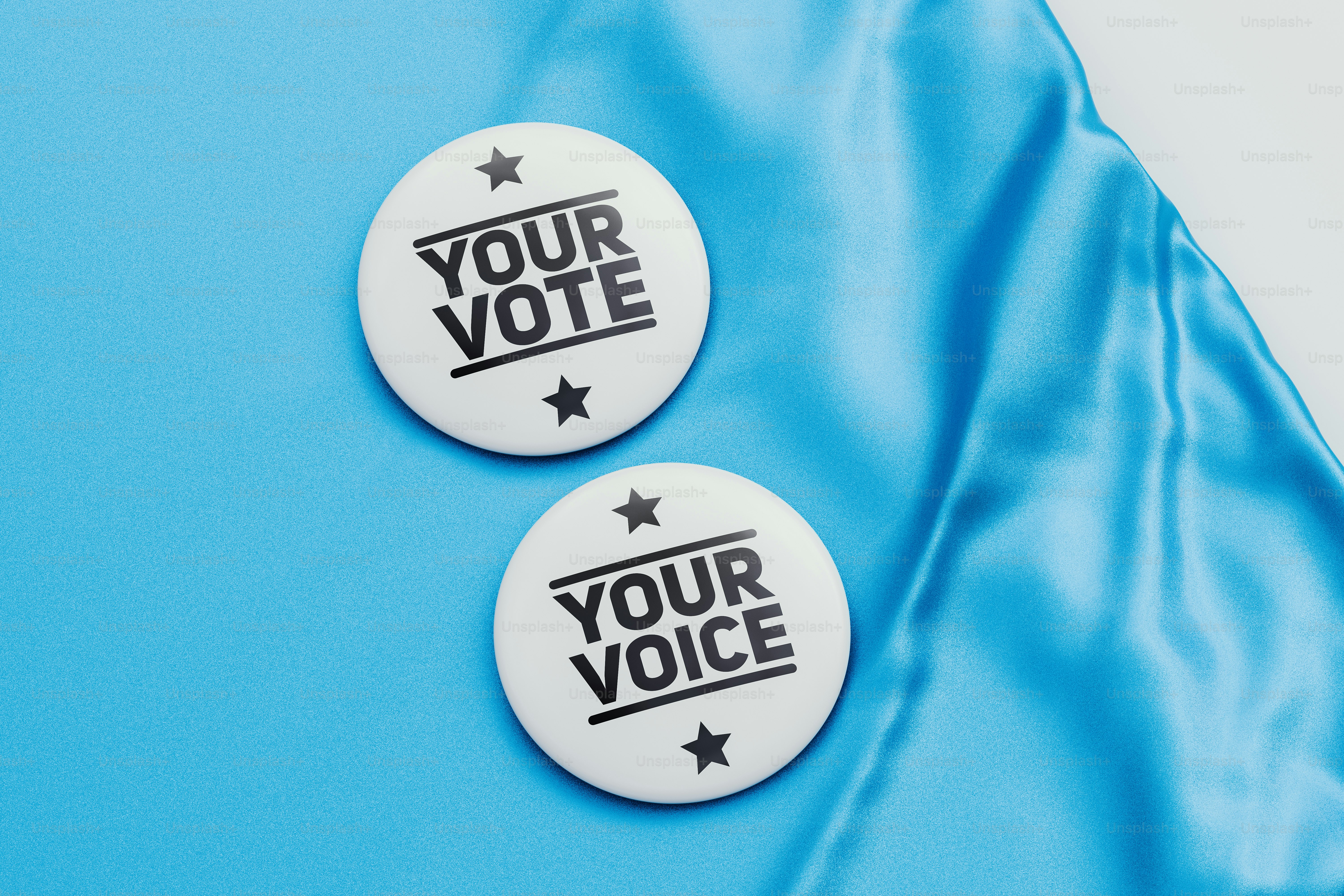 Two buttons with the words your vote on them photo – Render Image on ...