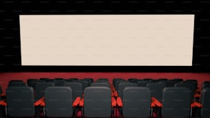 une rangée de chaises vides devant un grand écran