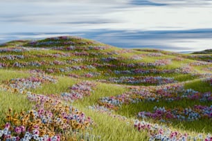 a painting of a field of wild flowers