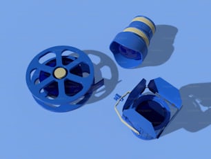 ein blaues Objekt mit einem gelben Streifen drumherum