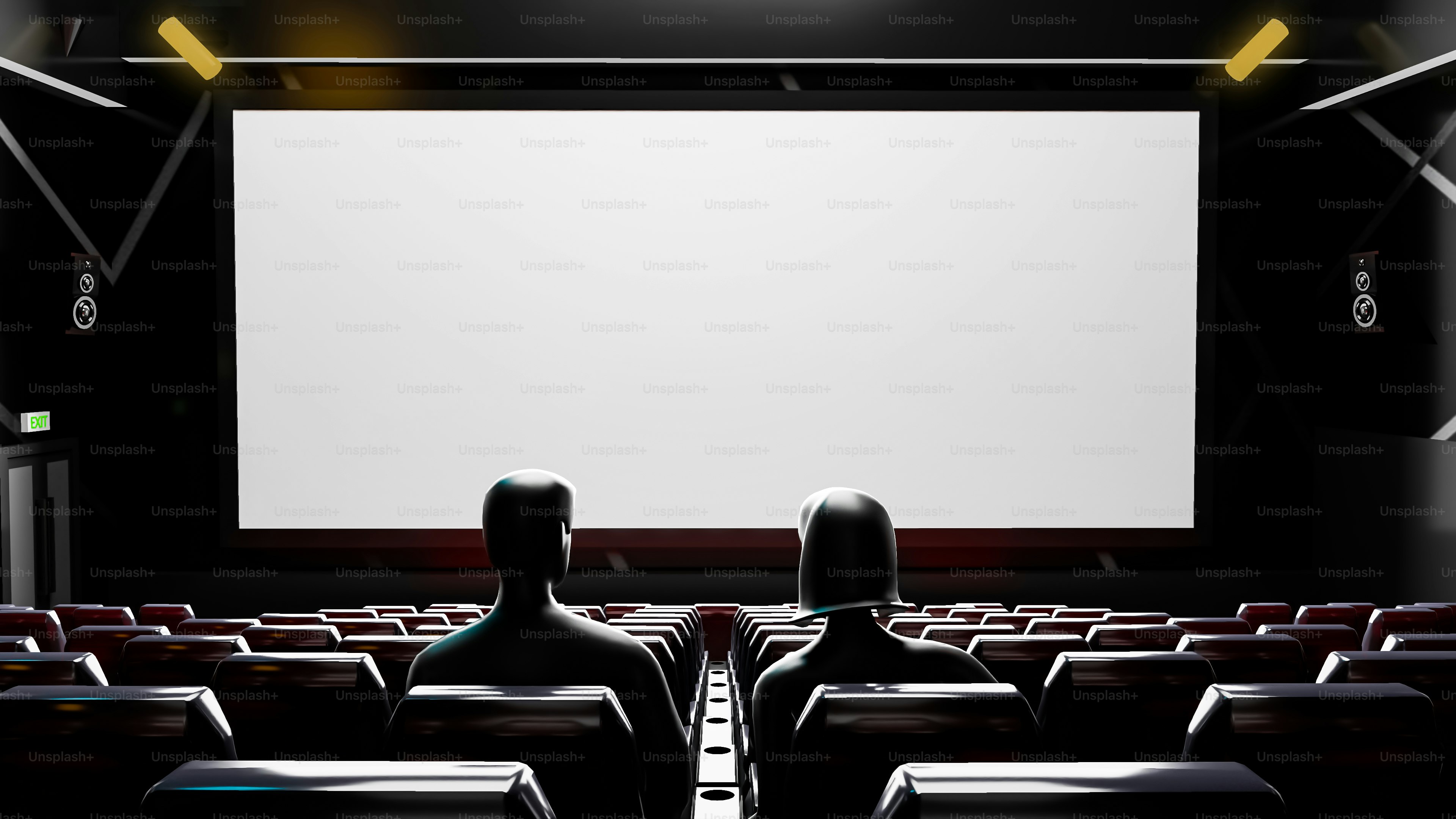 Dos personas están sentadas en una sala de cine