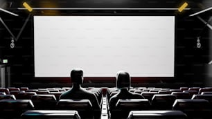 two people are sitting in a movie theater