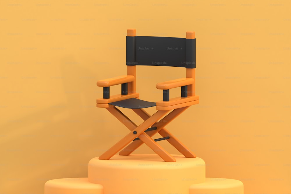 a chair sitting on top of three stools