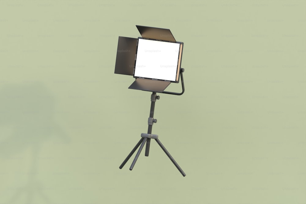 une lampe tripode avec un écran blanc dessus