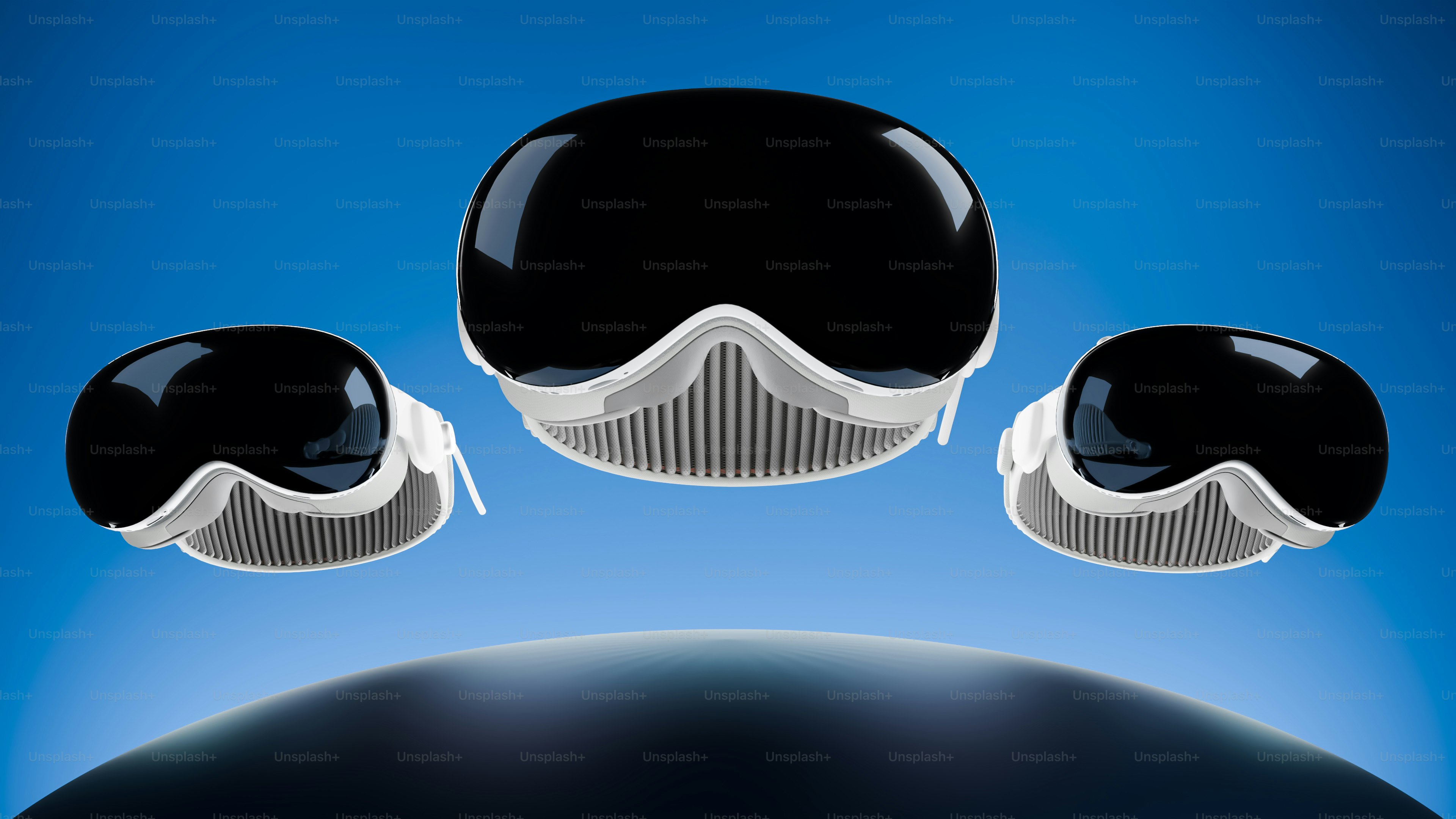 a group of black and white objects against a blue sky