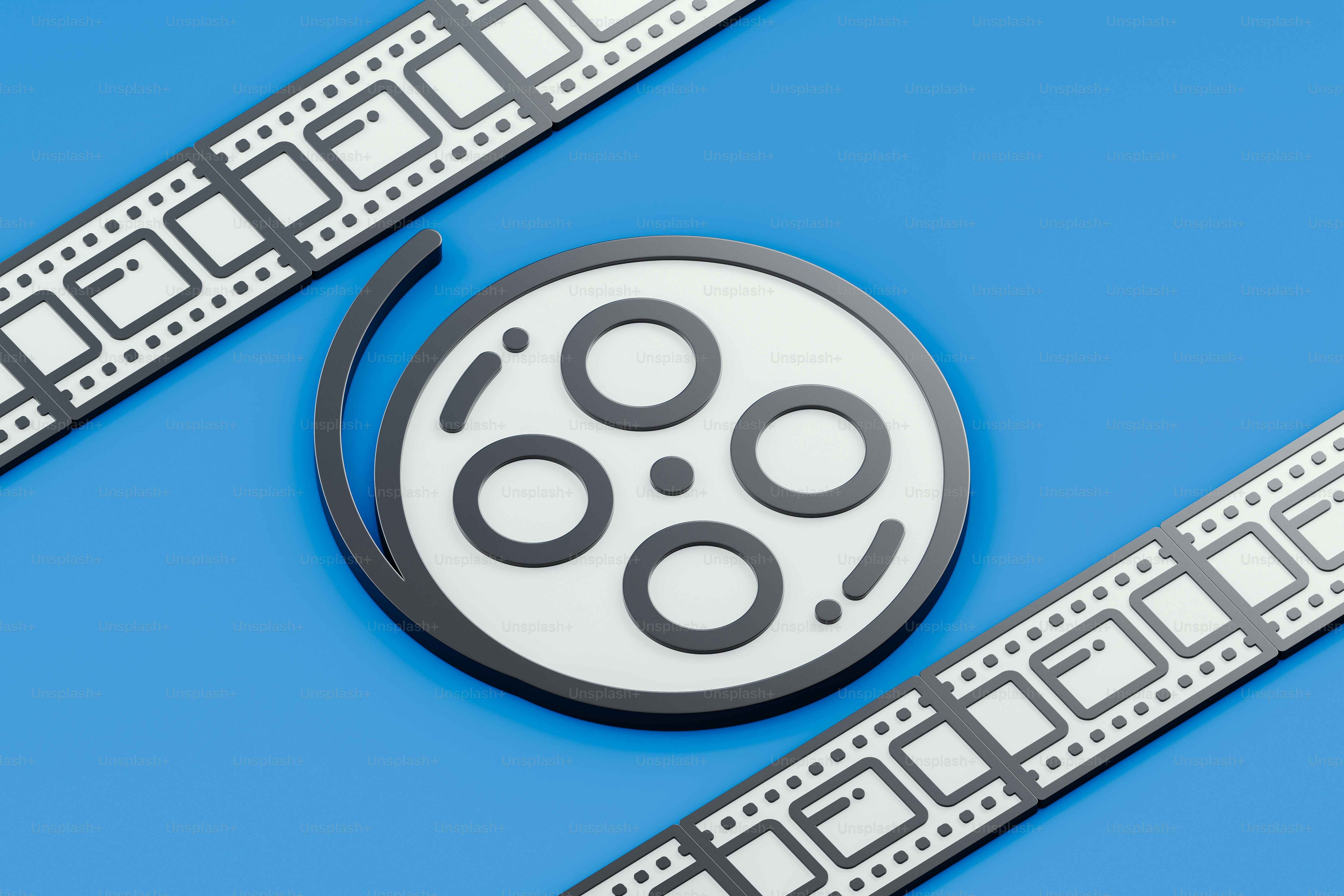 a close up of a film strip with a logo on it