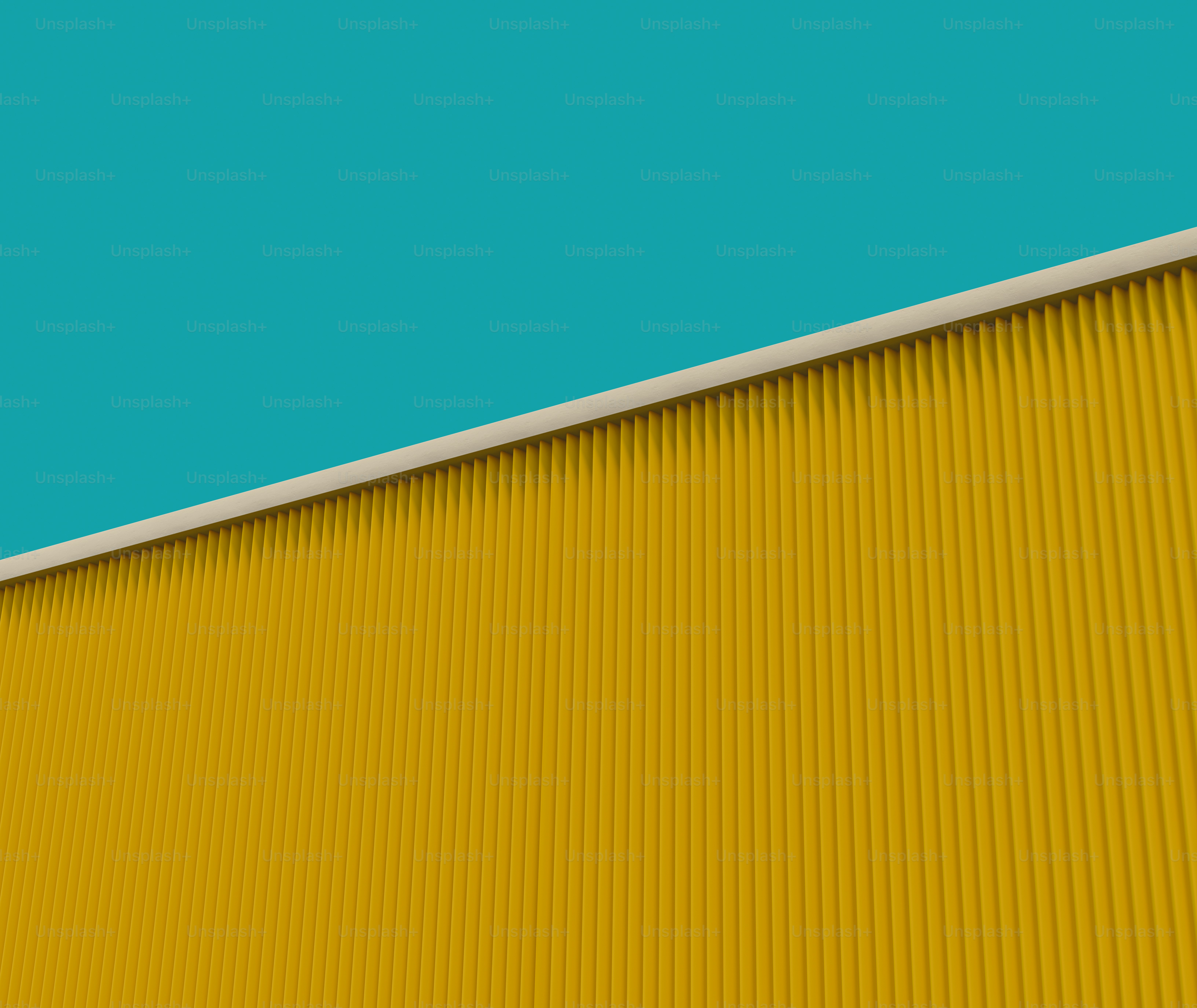 a blue and yellow wall with a clock on it