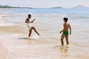 a couple of people that are in the water