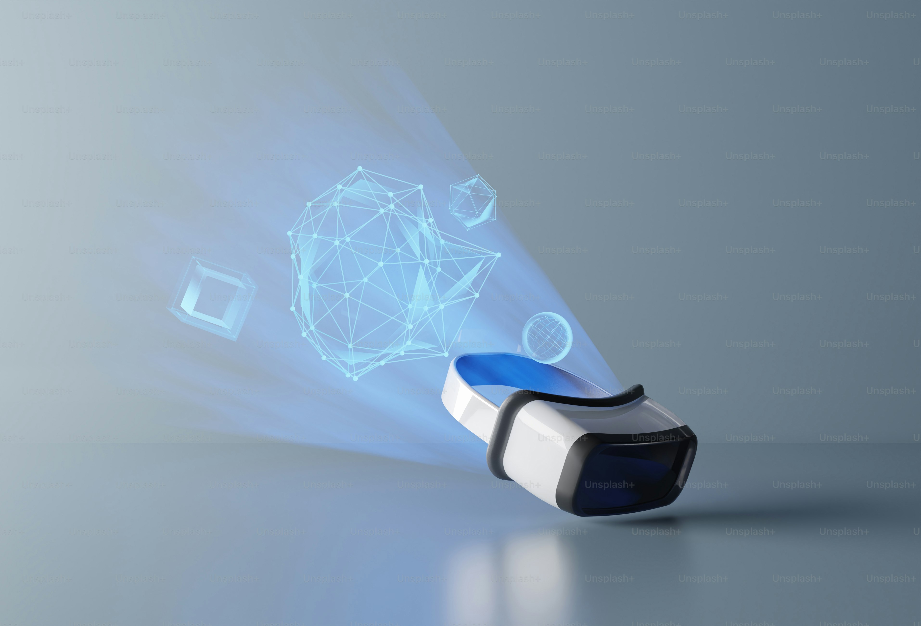 Un oggetto blu e bianco sta volando nell'aria