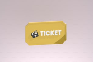 un cartello giallo con un biglietto del cinema