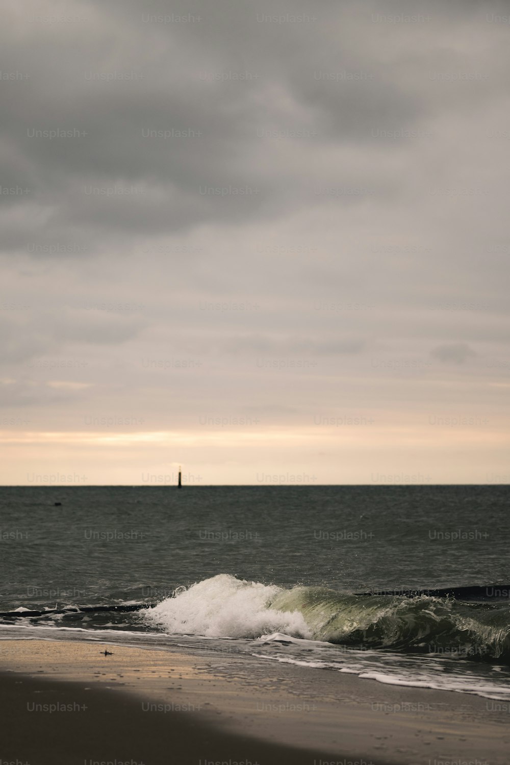 a person walking on a beach near the ocean