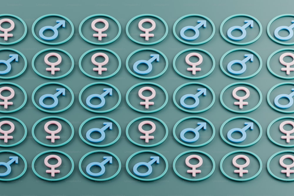 Un grupo de diferentes tipos de símbolos femeninos y masculinos