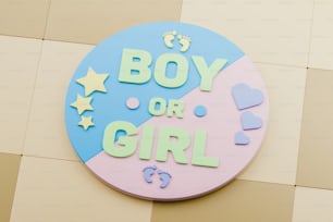 a sign that says boy or girl on the side of a building