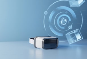 Ein Virtual-Reality-Headset, das auf einem Tisch sitzt
