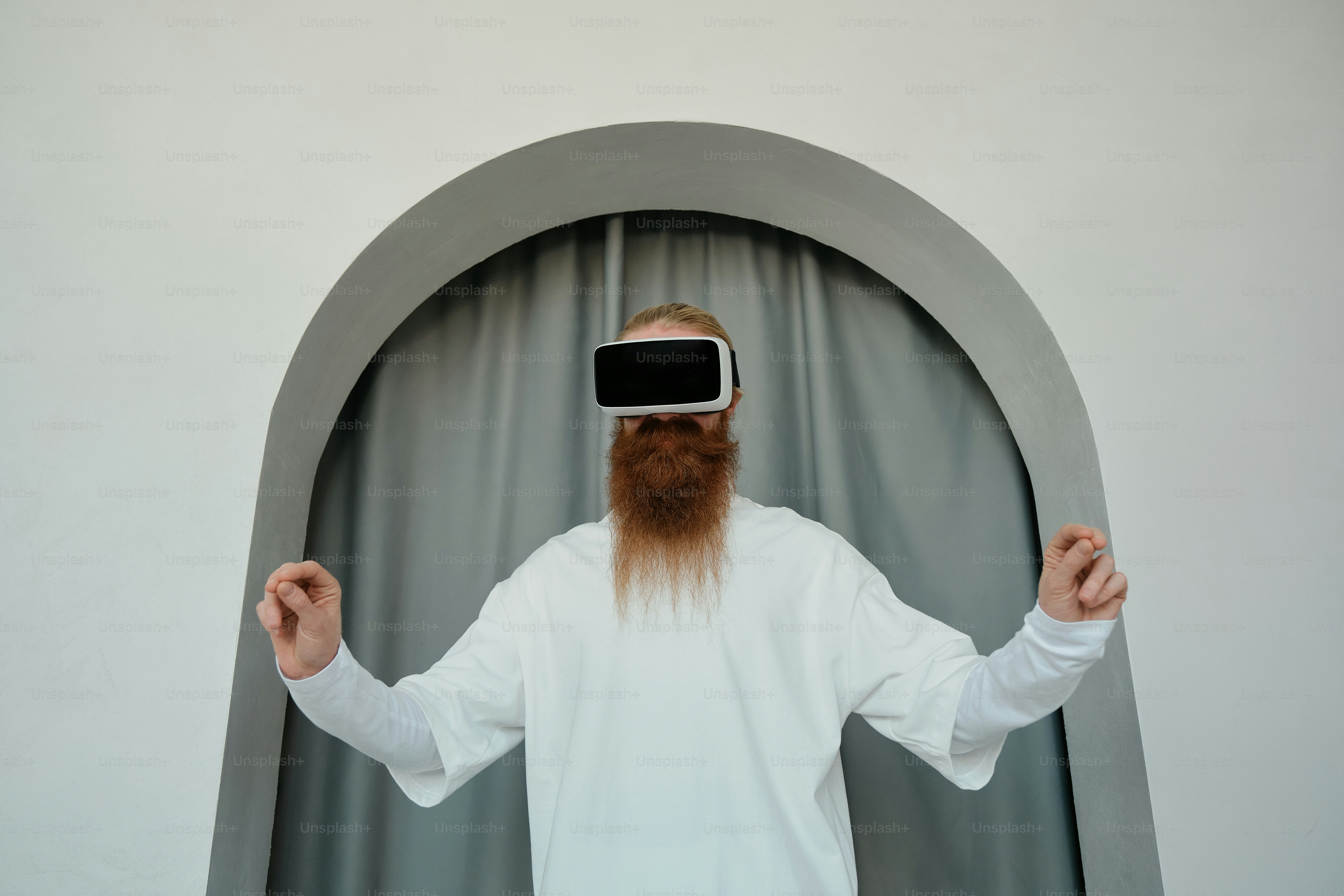 a man working in VR headset