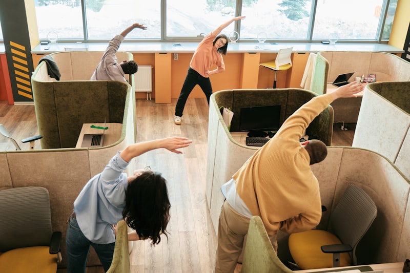 Compact office gym layout with equipment and mirrors