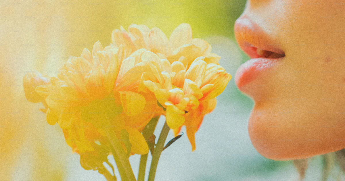 花の匂いを嗅ぐ人の接写の写真 – バネ Unsplashの写真