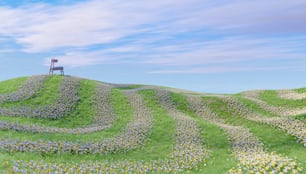 ein Gemälde einer Person, die auf einem Hügel steht