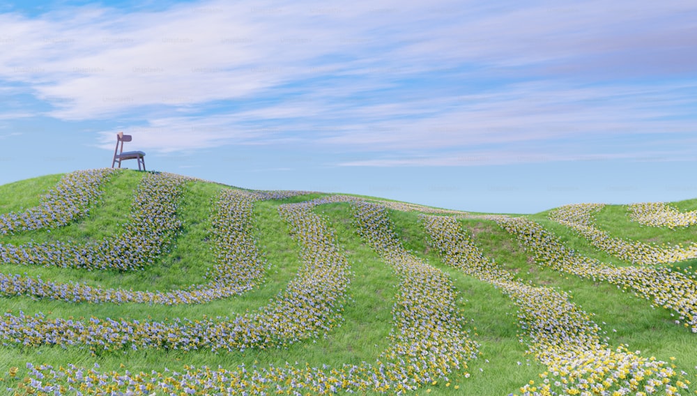 a painting of a person standing on top of a hill