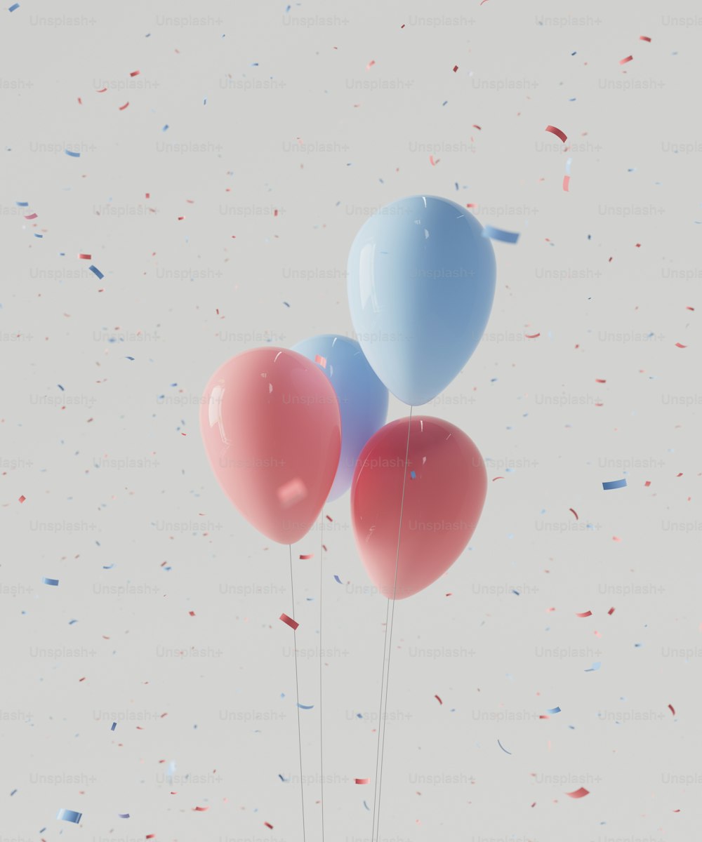 a bunch of balloons that are in the air