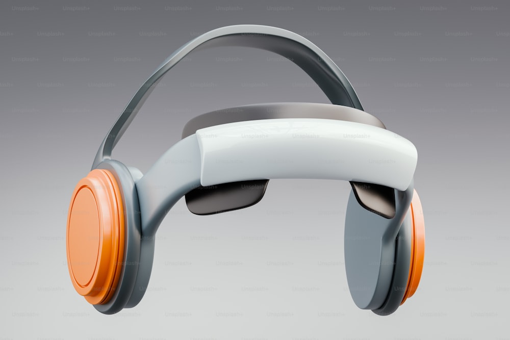 a pair of headphones with orange wheels