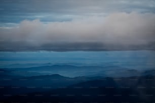 a view of a mountain range from a plane