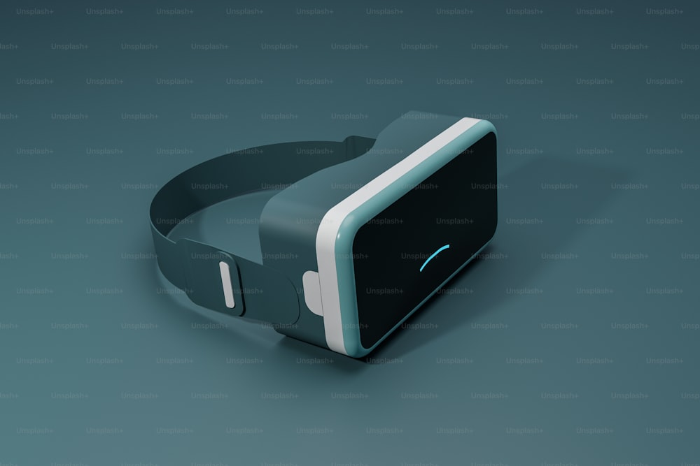 Ein Virtual-Reality-Headset auf grauem Hintergrund