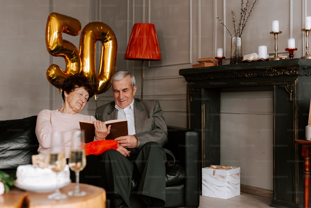 a man and a woman sitting on a couch