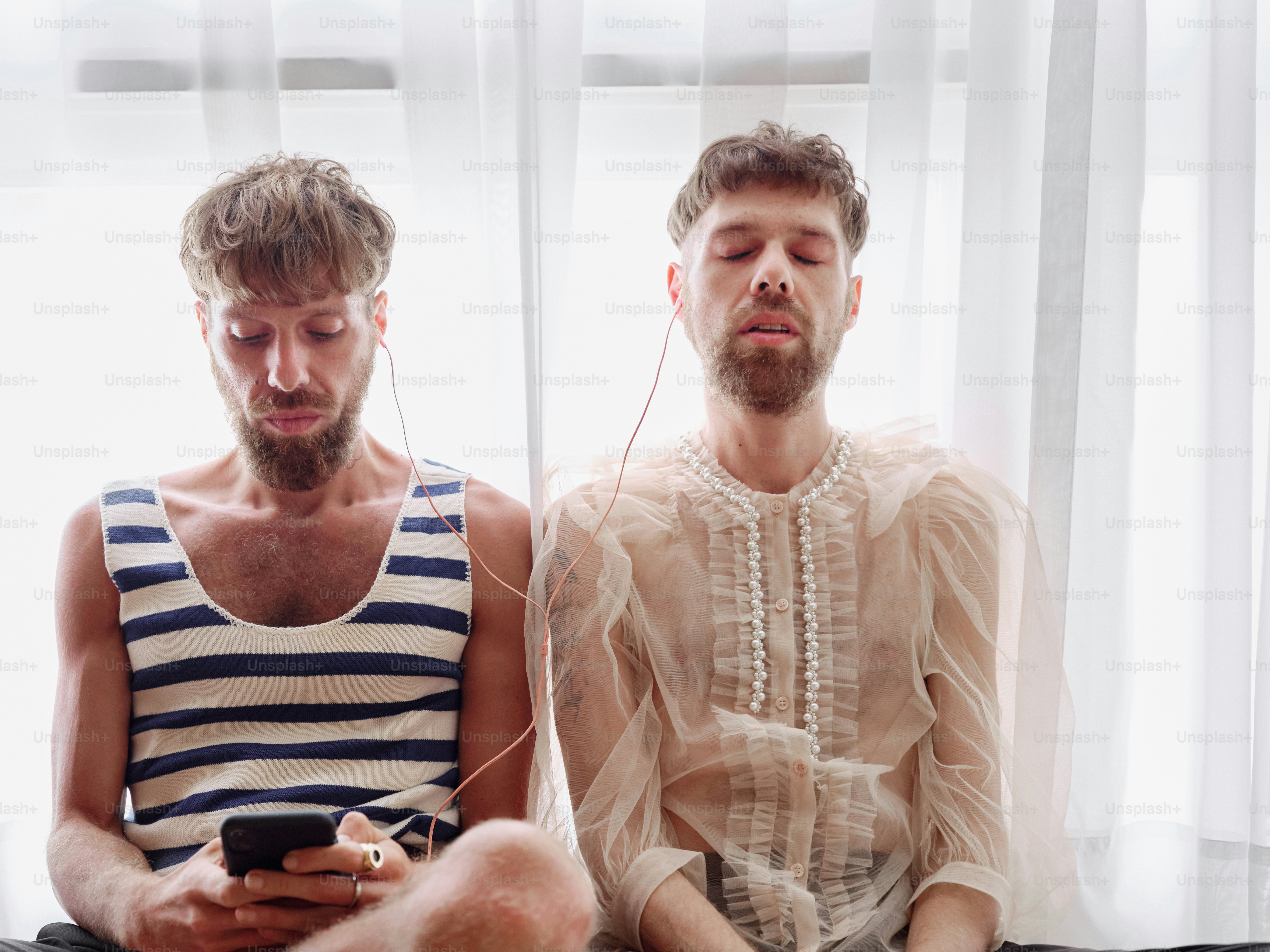 Two men are posing for a picture together photo – Portrait Image on ...