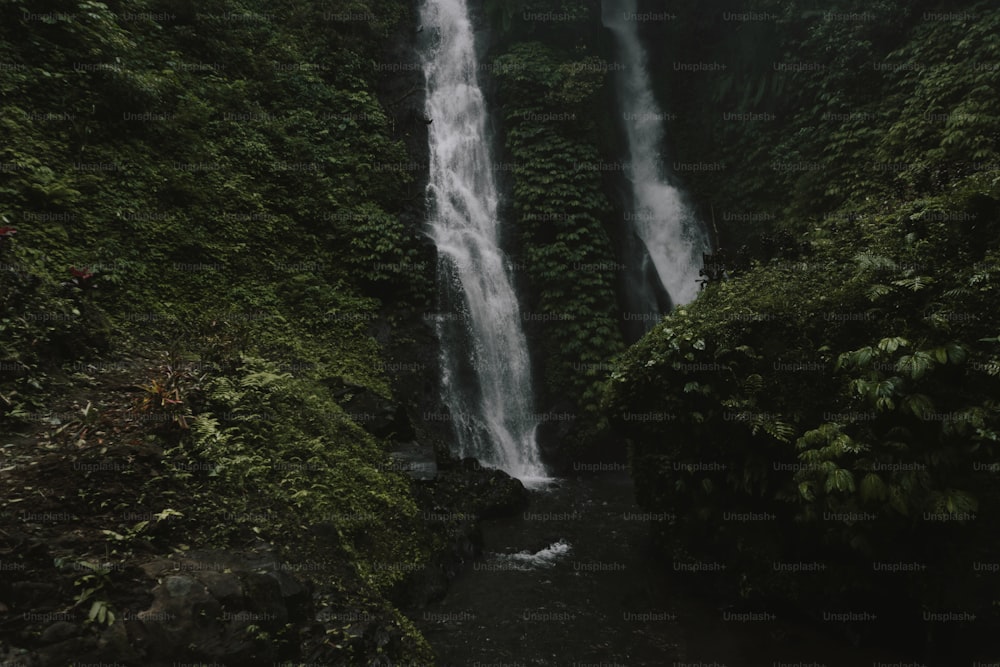 ein großer Wasserfall mitten im Wald