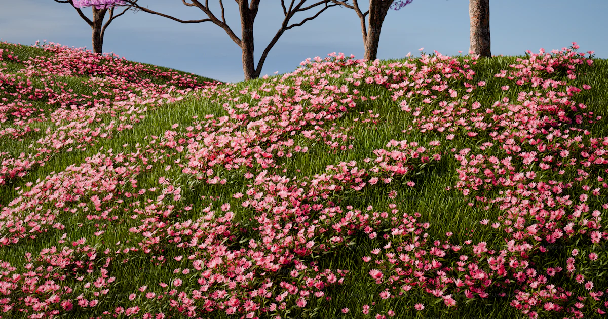 前景に紫色の花を咲かせる木々のグループの写真 – Unsplashの花の画像