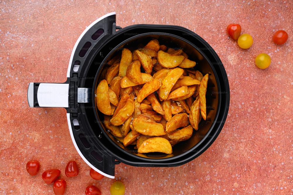 a close up of a bowl of food on a table