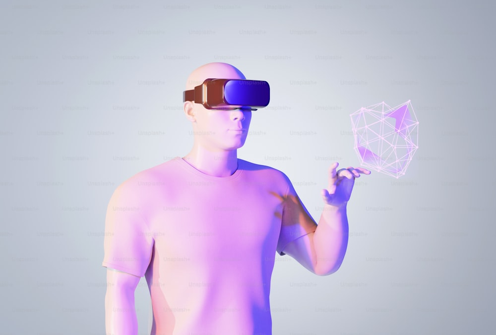 Ein Mann mit einem Virtual-Reality-Headset