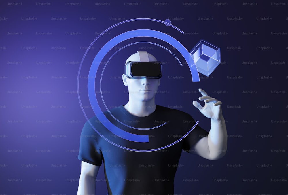 Ein Mann mit einem Virtual-Reality-Headset