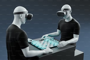 two people playing a game of chess with virtual glasses