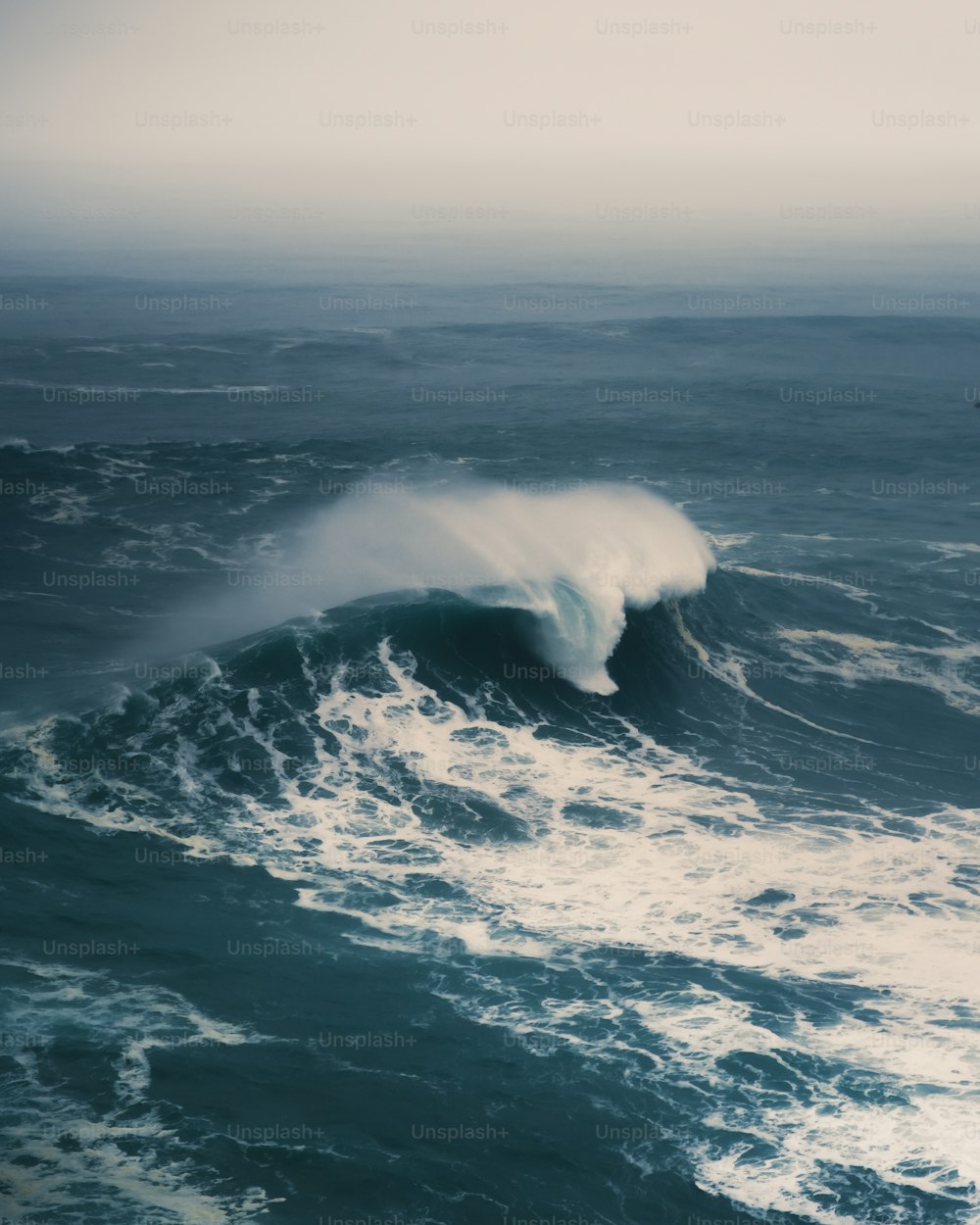 Une grosse vague au milieu de l’océan