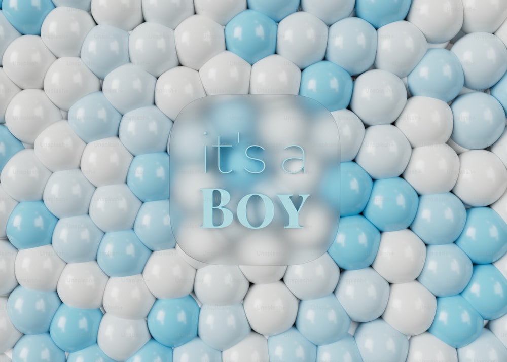 it's a boy background with blue and white balloons