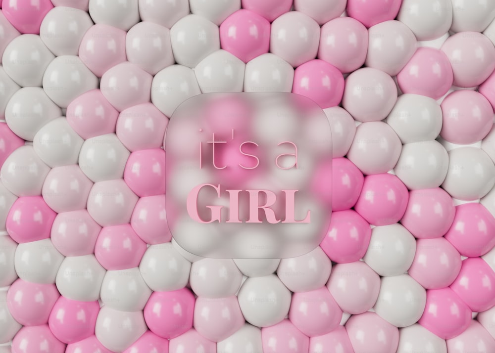 it's a girl balloon background with pink and white balloons