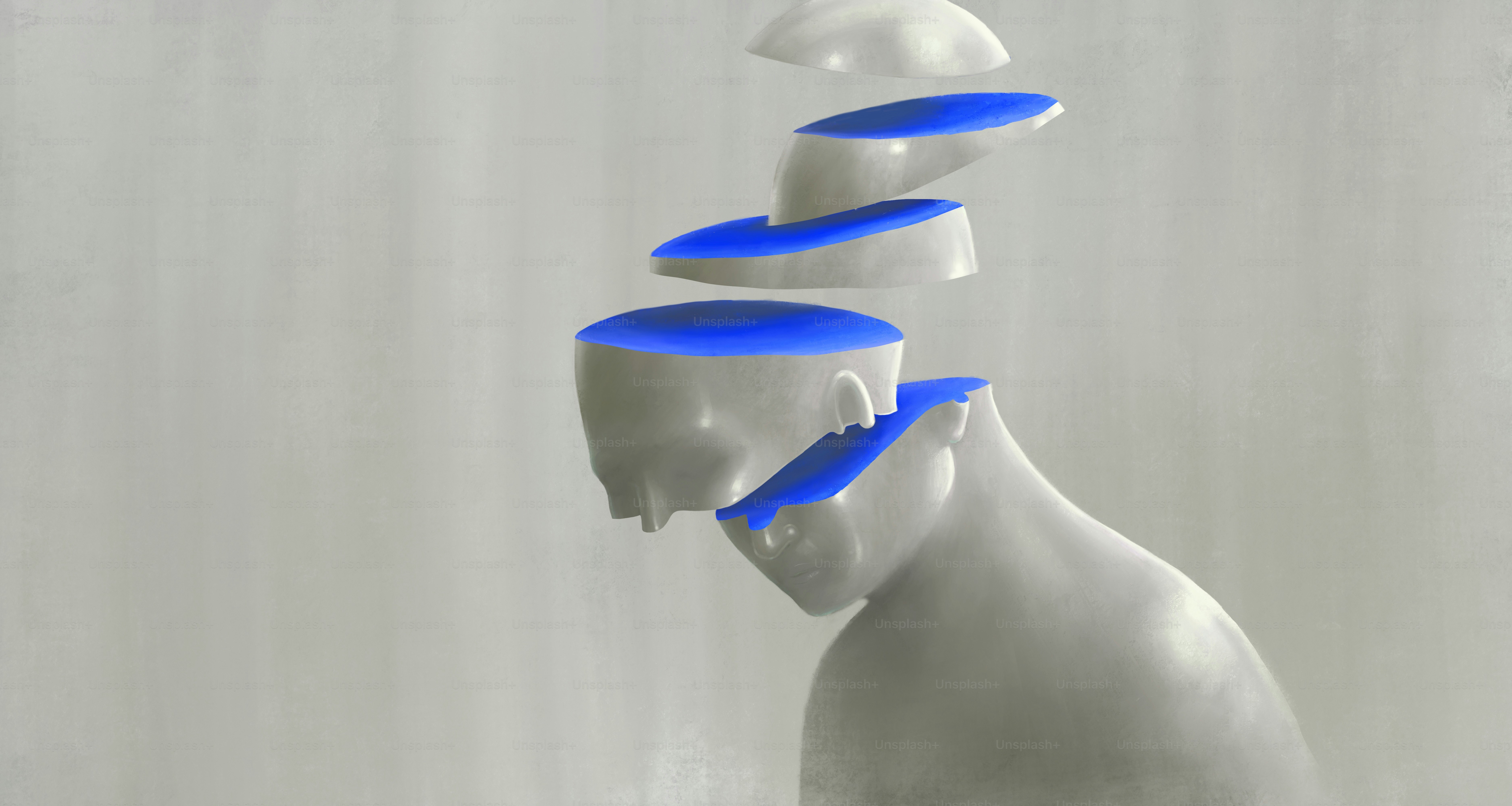 Sadness depression and loneliness concept, surreal painting , concept art