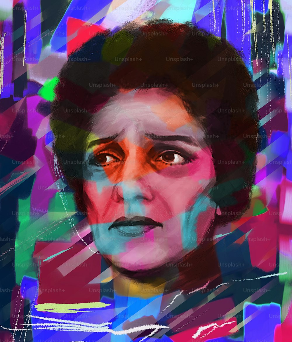 The face of a dark-skinned middle-aged woman. Illustration of sadness, loss. Close-up