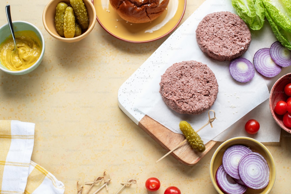 a table topped with different types of food