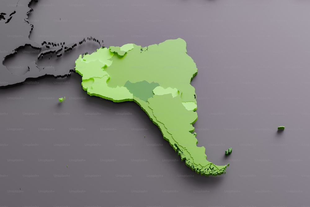 Une carte du monde avec un continent vert