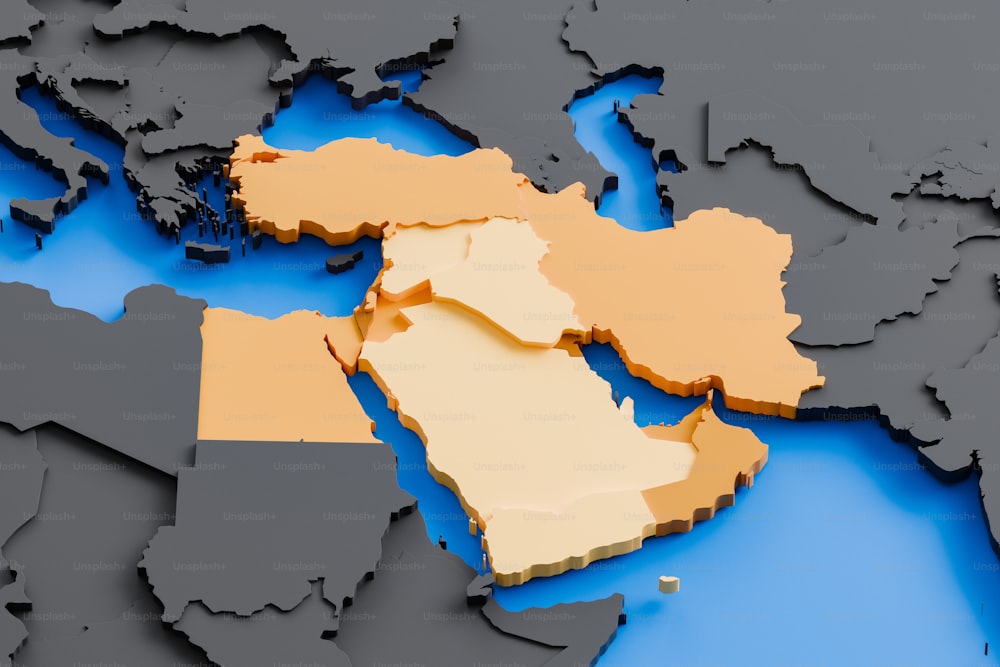 Se muestra un mapa de Oriente Medio