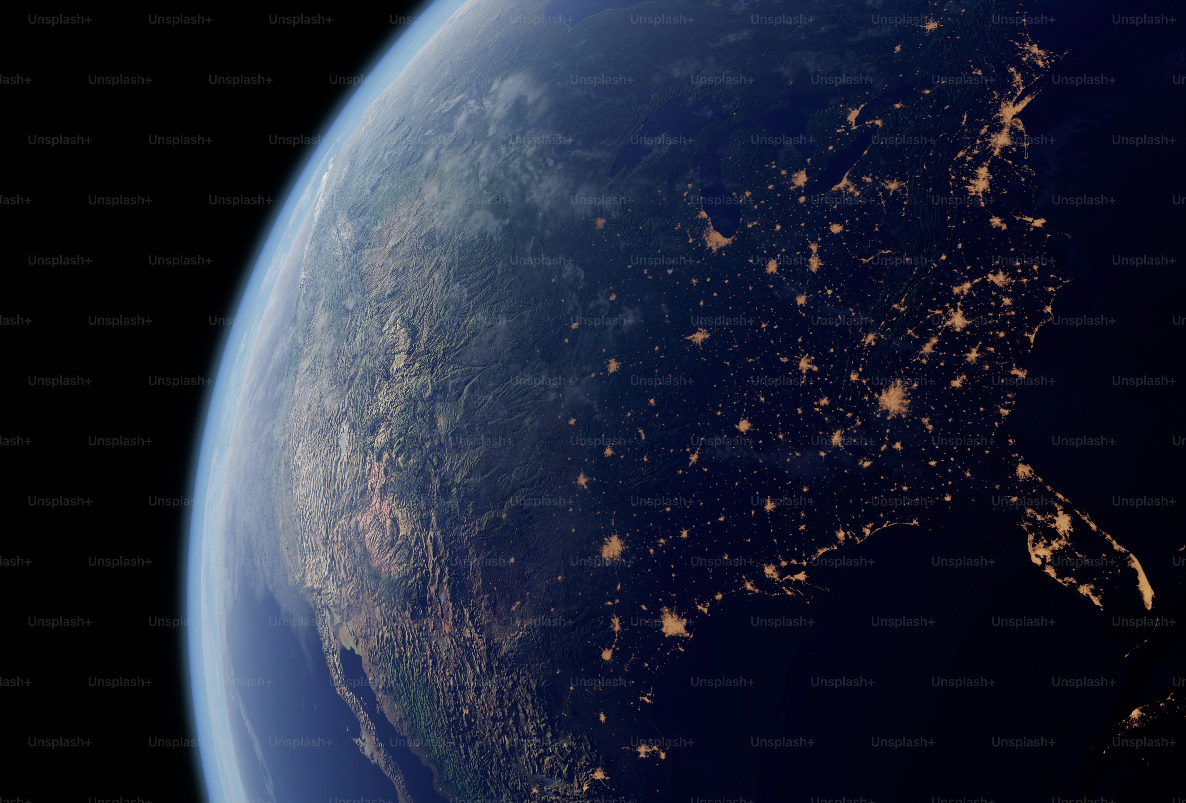 A view of the earth from space at night photo – Technology Image on Unsplash, image size:3000x2031