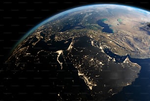 a view of the earth from space at night