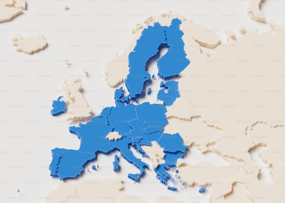 a close up of a map of europe
