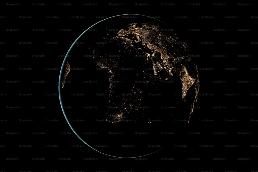 Blick auf die Erde aus dem Weltraum bei Nacht