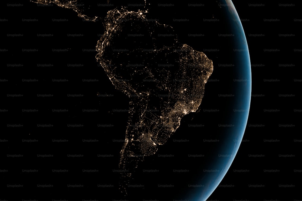 Blick auf die Erde aus dem Weltraum bei Nacht