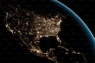 Una vista satellitare degli Stati Uniti di notte