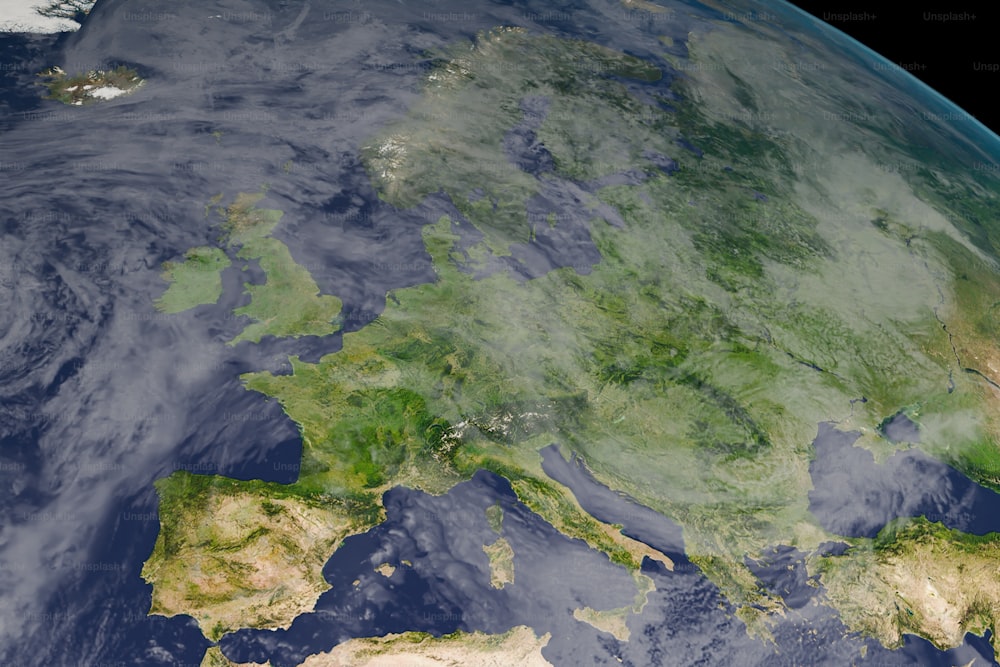Una veduta satellitare dell'Europa e del Medio Oriente